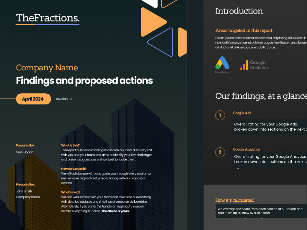 A summary of an audit prepared by The Fractions agency